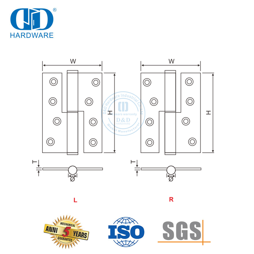Bisagra elevable de acero inoxidable para puerta interior-DDSS018